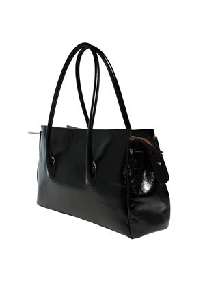 Borsa A Spalla In Pelle Di Agnello Lucido Nero ROBERTO FESTA | EMERALDANERO